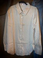 Pinstripe Button Up-Ivory