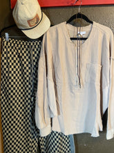Aemi + Co Exposed Seam Raw Hem Half Button Top
