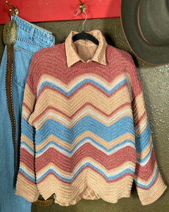 Multi Color Zig-Zag Round Neck Sweater