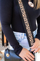 Black Fringe Leopard Strap